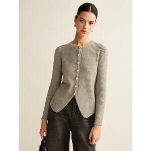 Commense Button Down Split Cardigan Grey size S